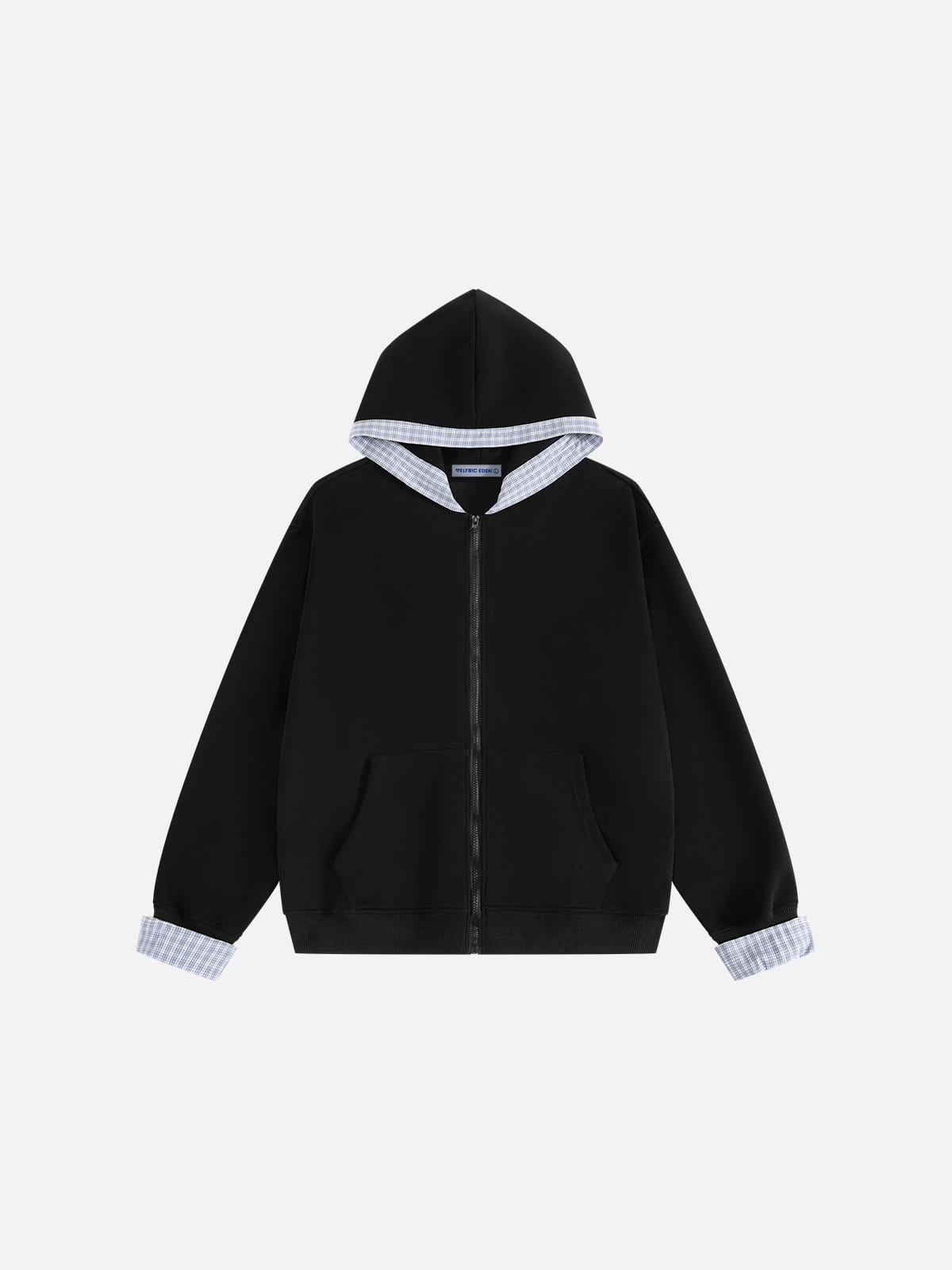 Aelfric Eden Plaid Trim Zip Up Hoodie