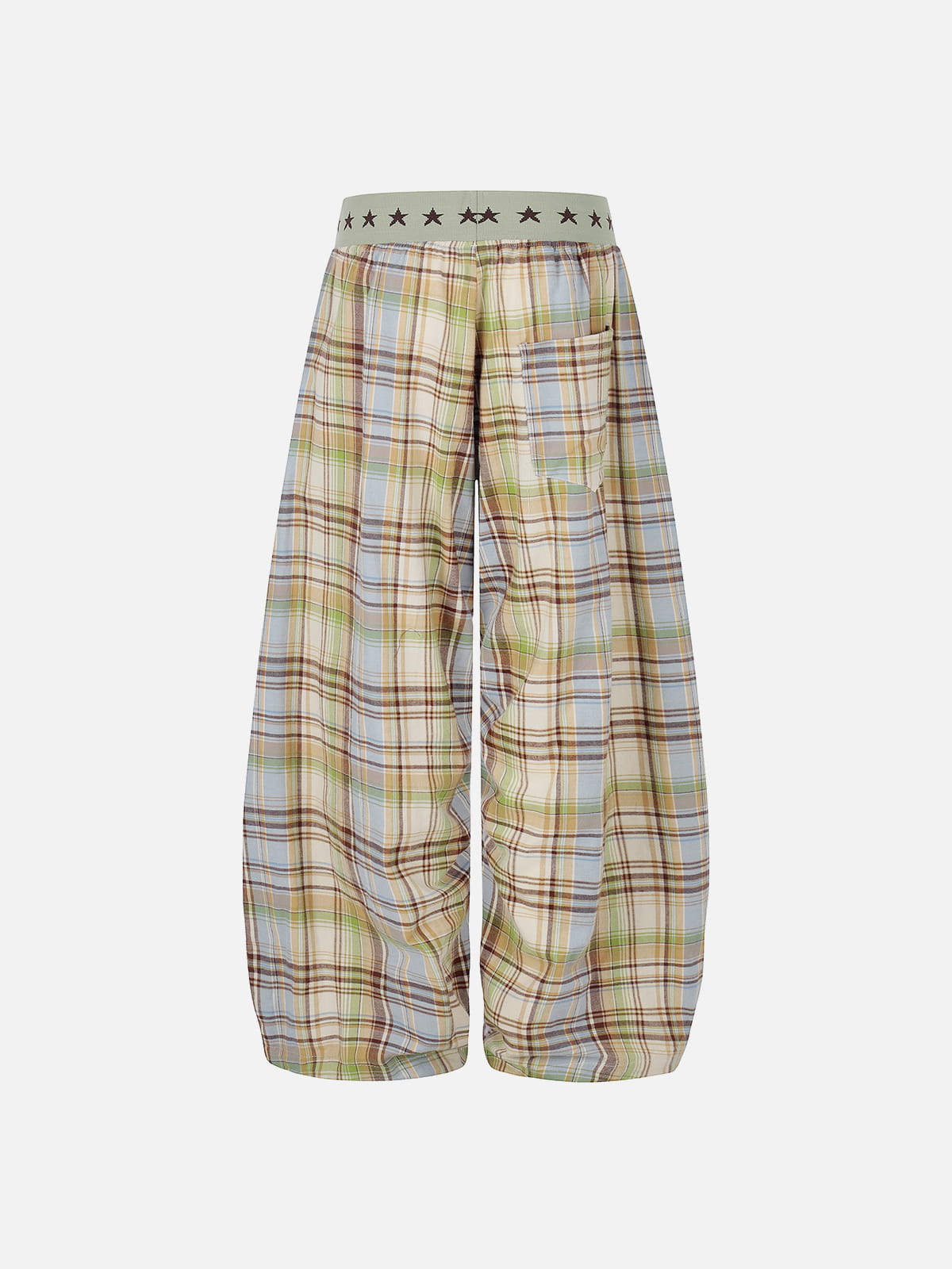 Aelfric Eden Star Waist Plaid Baggy Barrel Pants