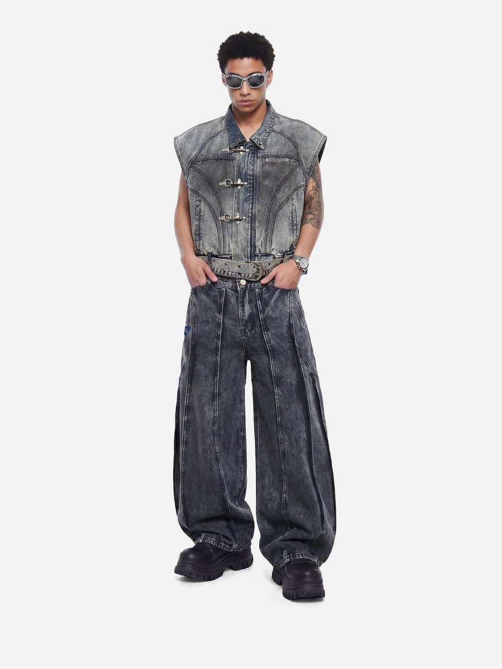 Aelfric Eden Super Boxy Fireman Clasp Denim Vest