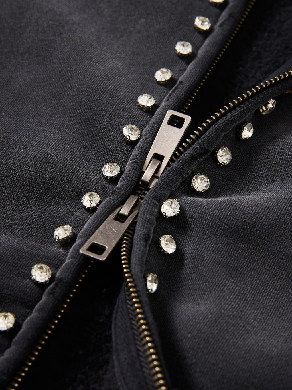 Aelfric Eden Distressed Rhinestone Zip Up Hoodie