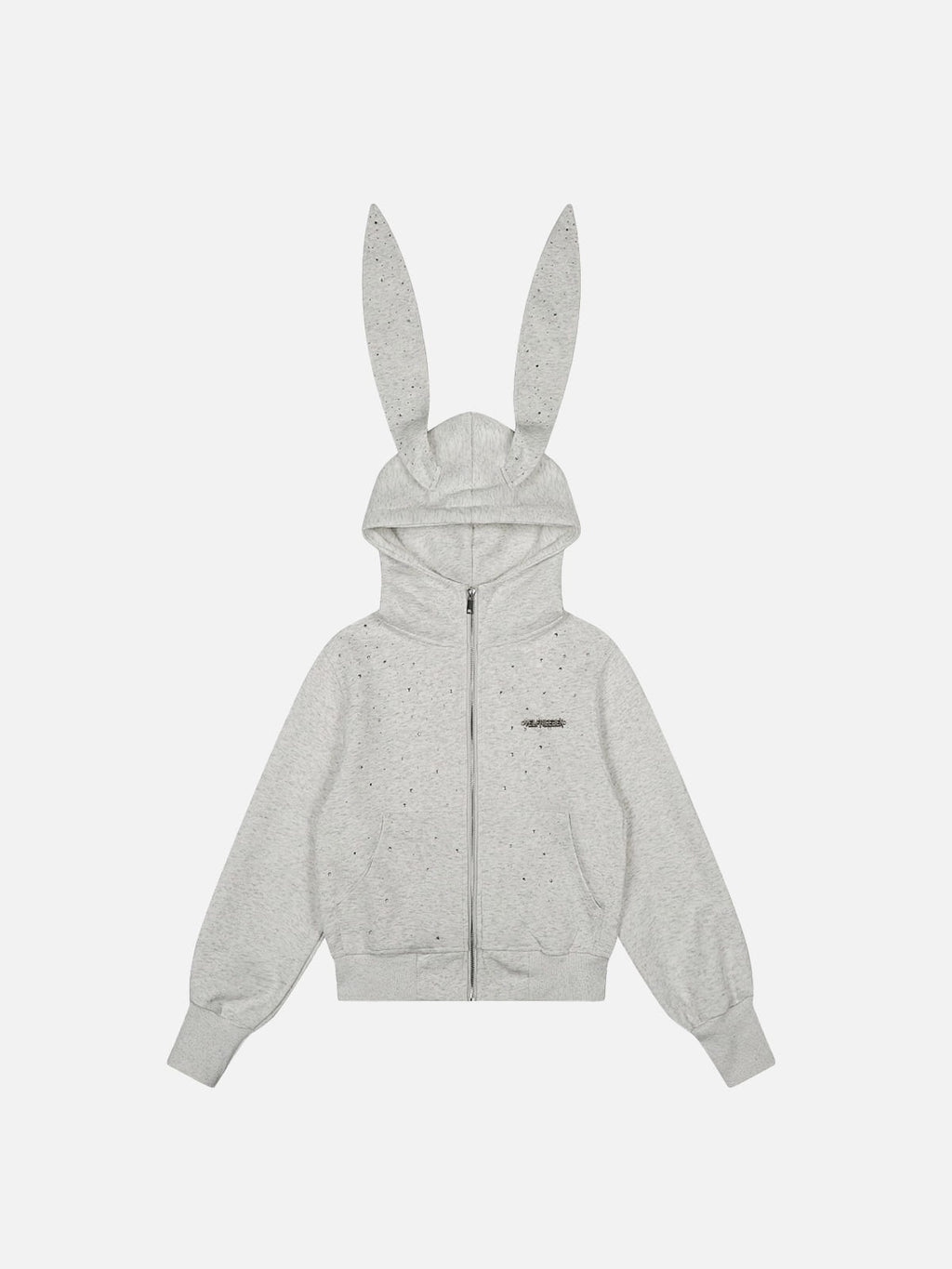 Aelfric Eden Rhinestone Bunny Ear Cropped Zip Up Hoodie