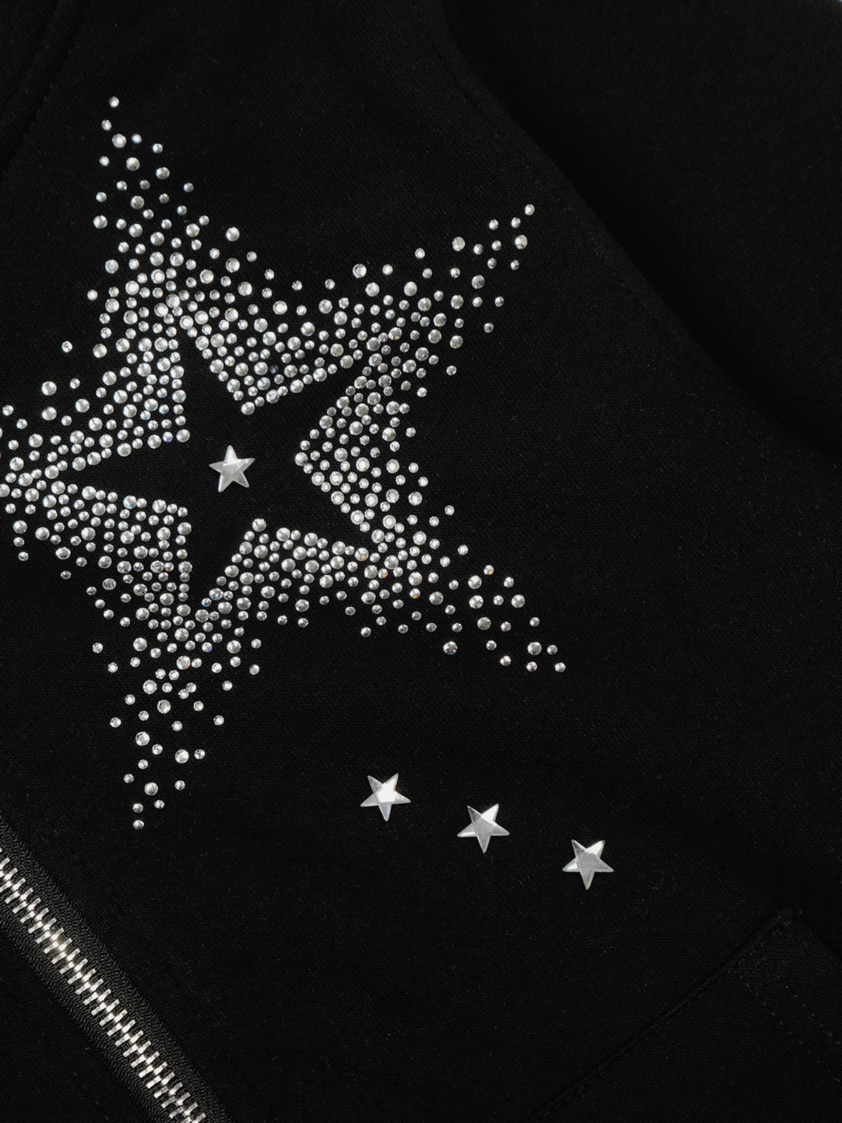 Aelfric Eden Rhinestone Star Zip Up Hoodie