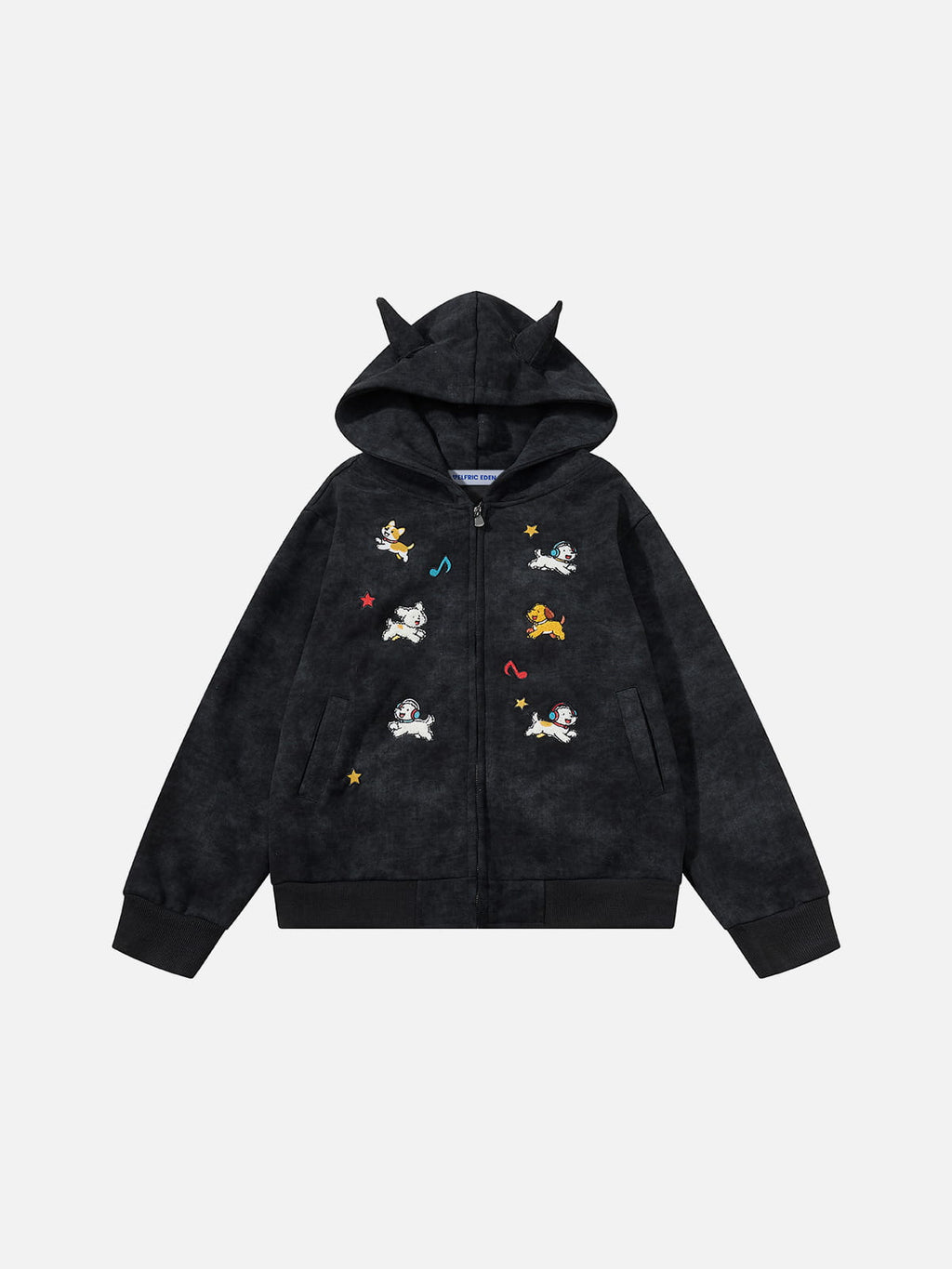Aelfric Eden Cartoon Embroidered Zip Up Hoodie