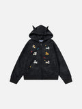 Aelfric Eden Cartoon Embroidered Zip Up Hoodie