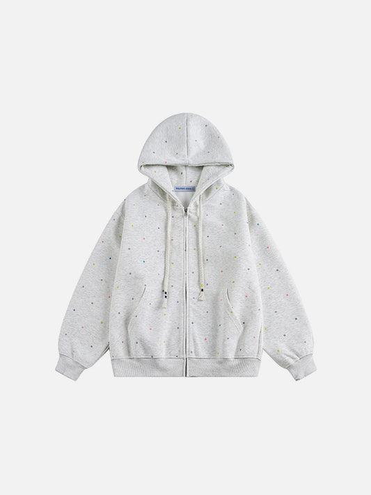 Aelfric Eden Colorful Polka Dot Zip Up Hoodie