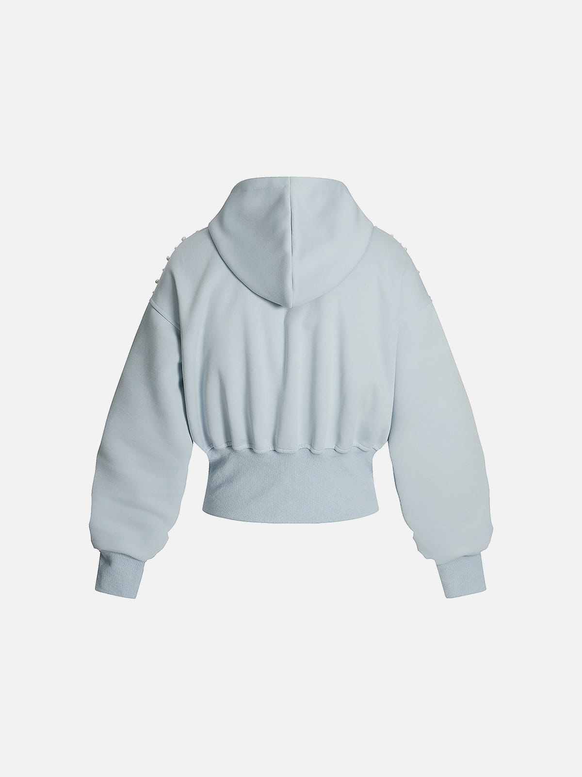 Aelfric Eden Cropped Pearl Studded Zip Up Hoodie