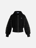 Aelfric Eden Cropped Pearl Studded Zip Up Hoodie