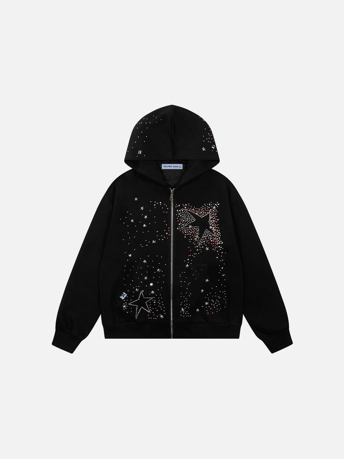 Aelfric Eden Boxy Rhinestone Star Zip Up Hoodie