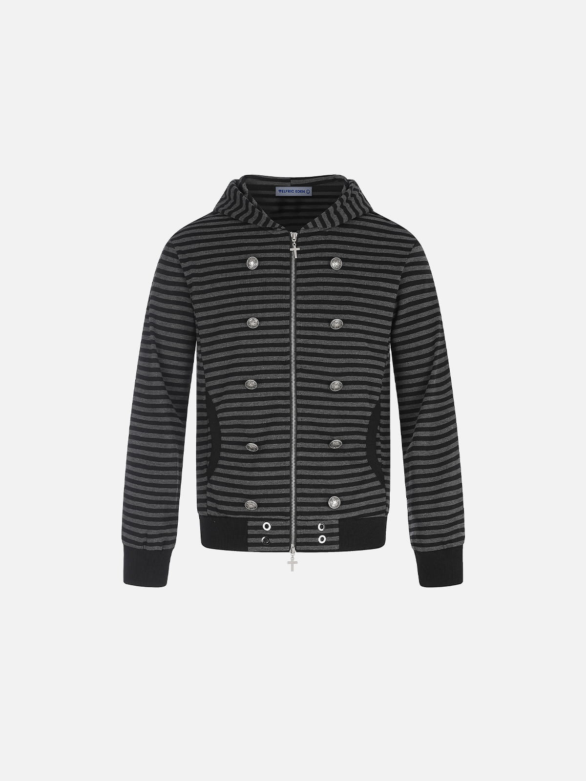 Aelfric Eden Boxy Stripe Button Zip Up Hoodie
