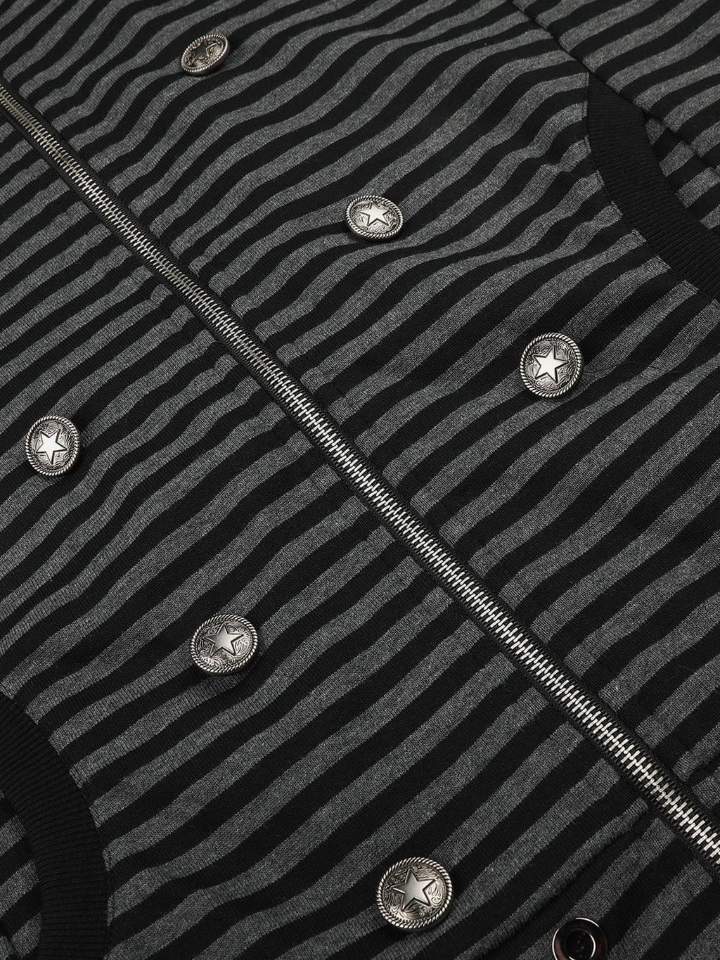 Aelfric Eden Boxy Stripe Button Zip Up Hoodie