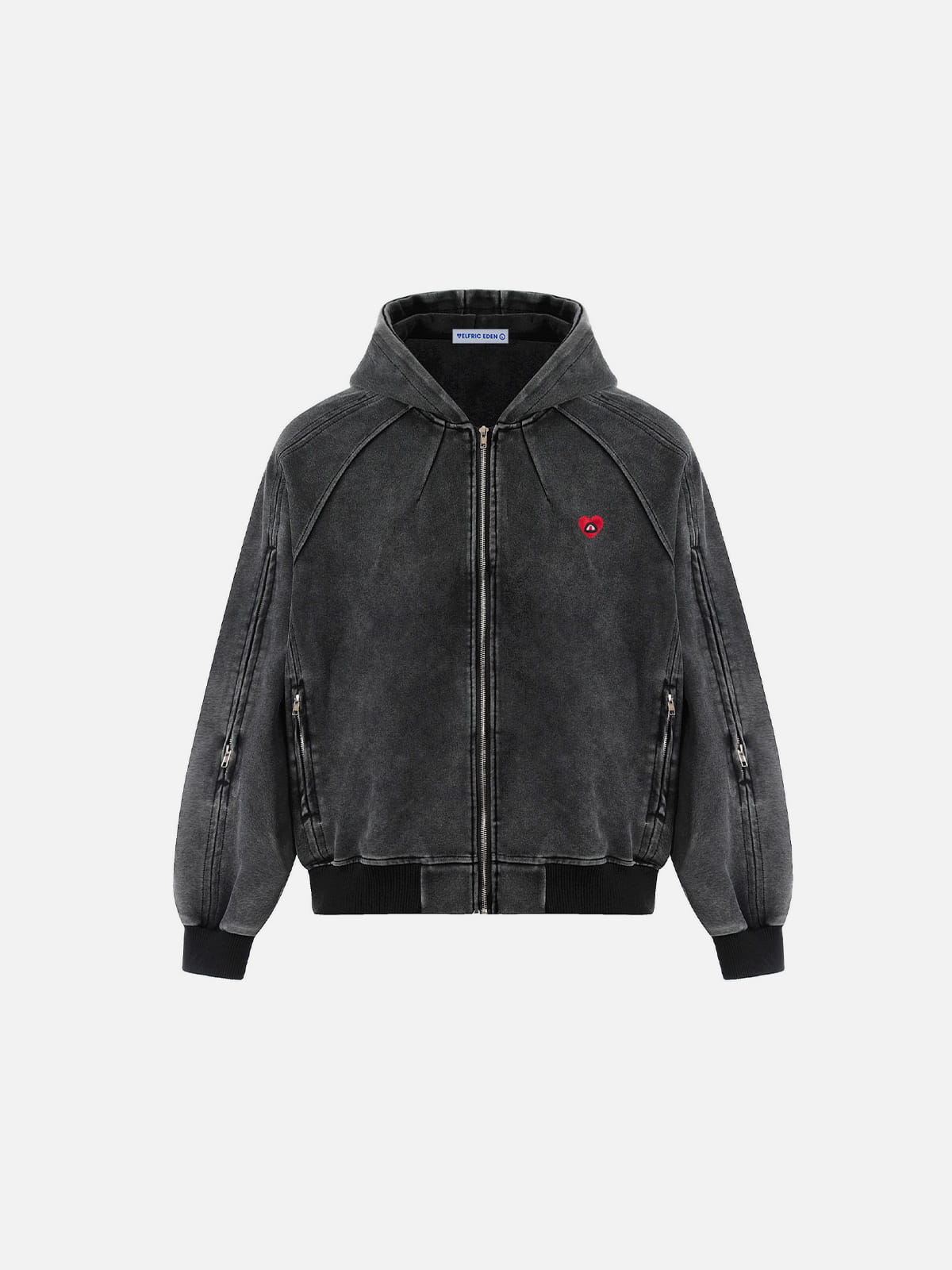 Aelfric Eden Boxy Washed Panel Zip Up Hoodie