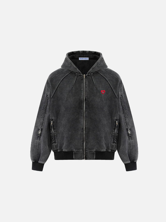 Aelfric Eden Boxy Washed Panel Zip Up Hoodie