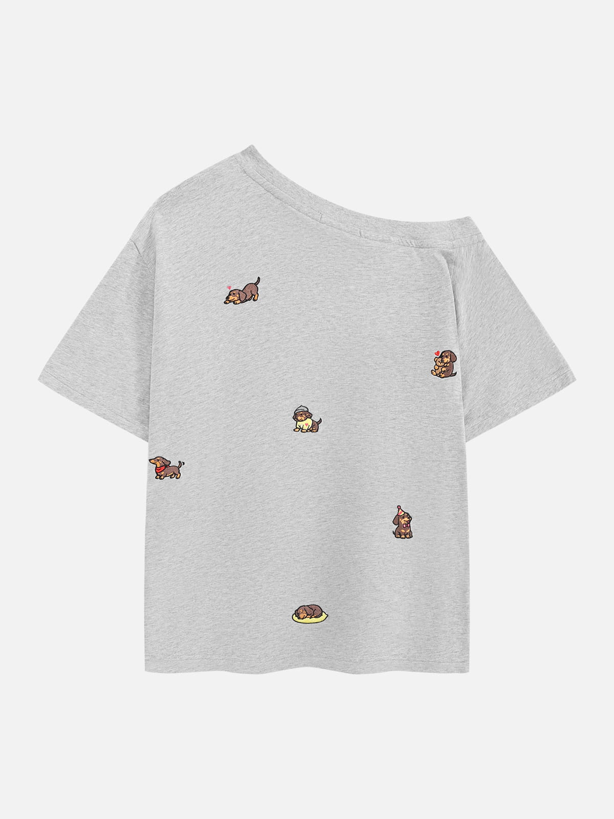 Aelfric Eden Dachshund Embroidery Off-The-Shoulder Tee