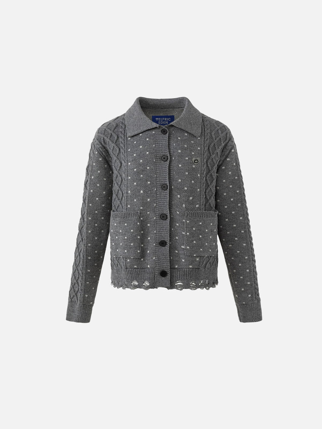 Aelfric Eden Cable Knit Distressed Cardigan
