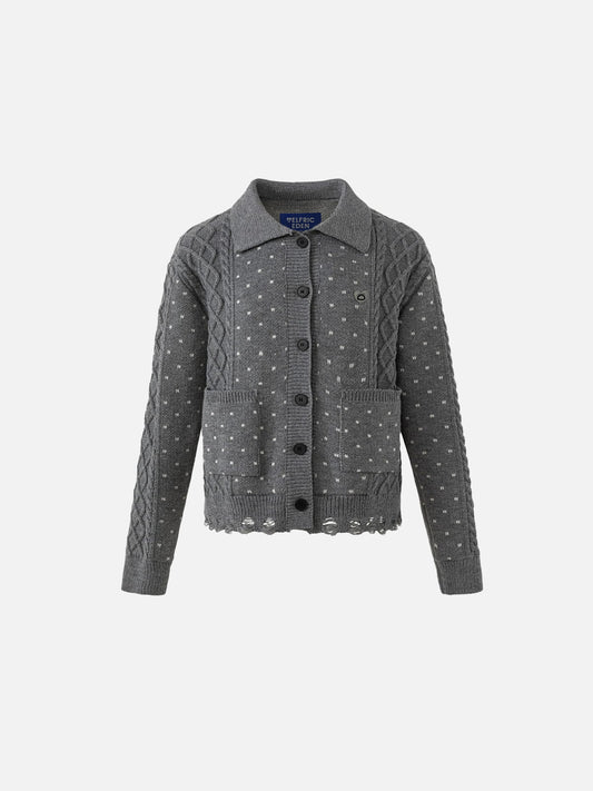 Aelfric Eden Cable Knit Distressed Cardigan