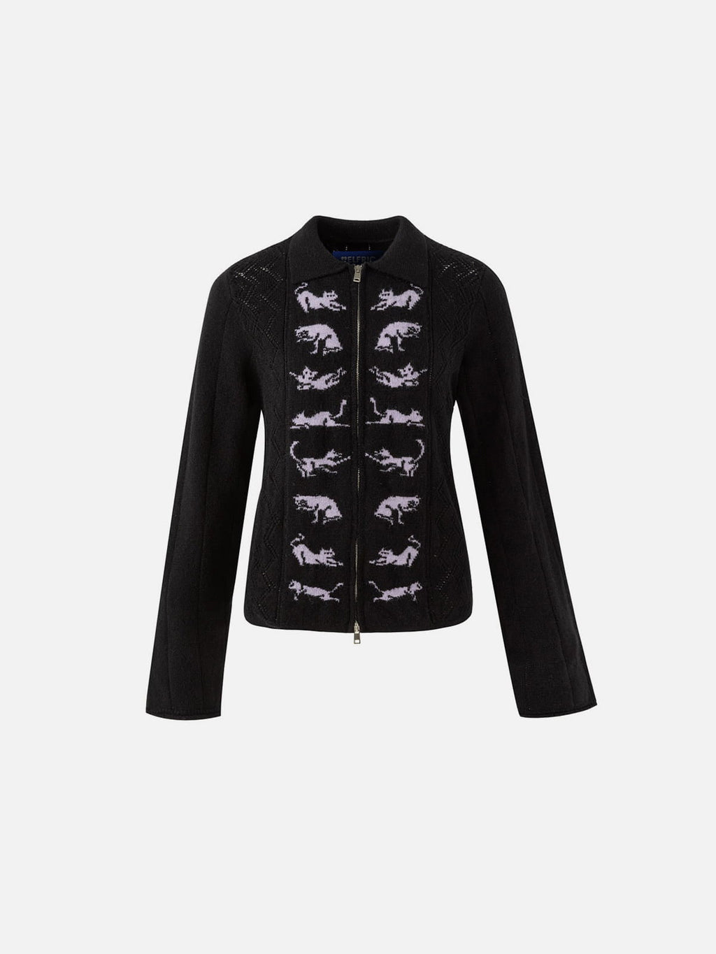 Aelfric Eden Cat Jacquard Zip Up Cardigan