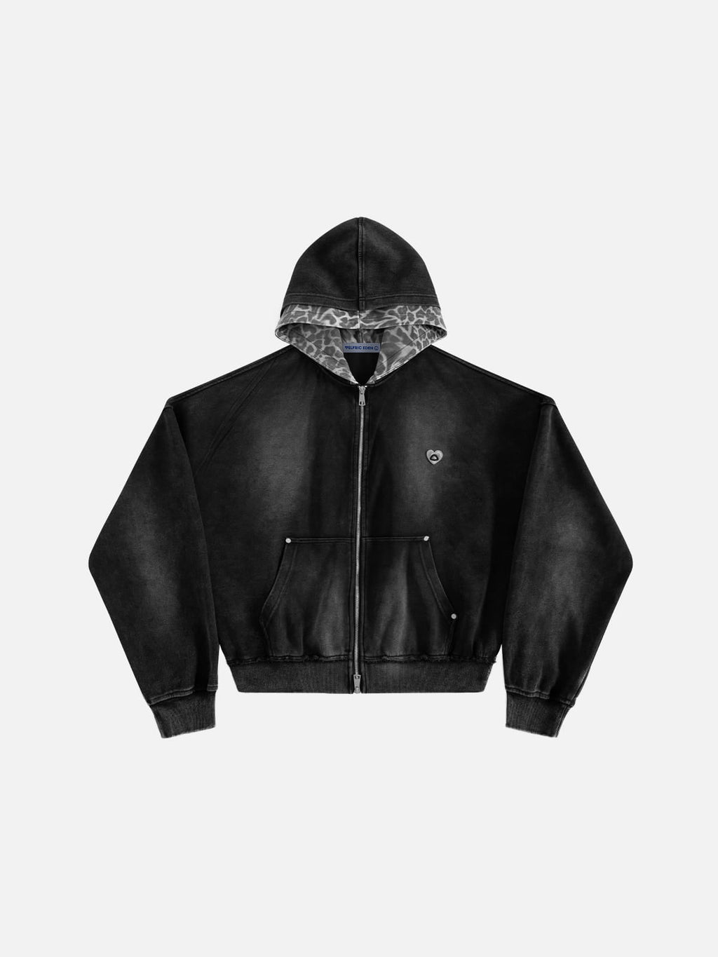 Aelfric Eden Boxy Leopard Hood Zip Up Hoodie