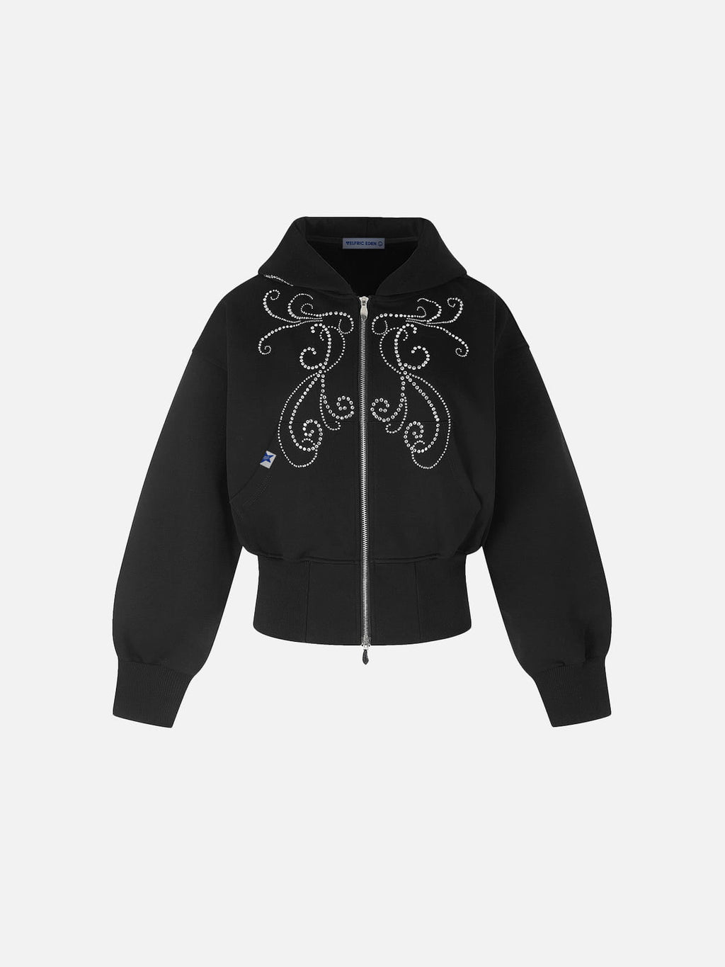 Aelfric Eden Cropped Rhinestone Zip Up Hoodie
