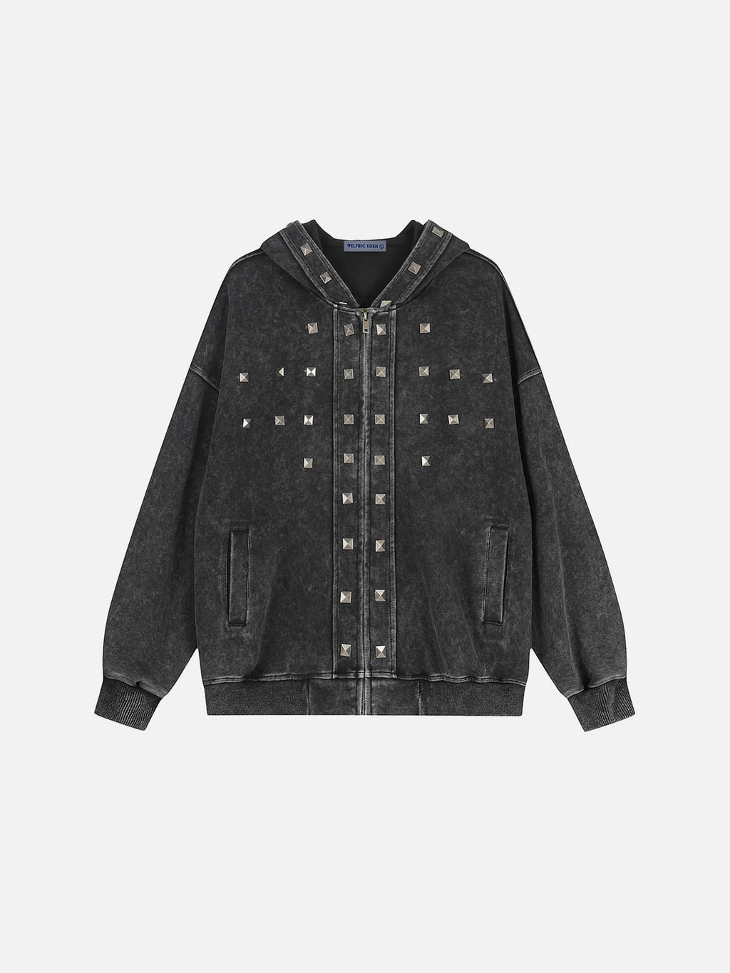 Aelfric Eden Washed Studded Zip Up Hoodie