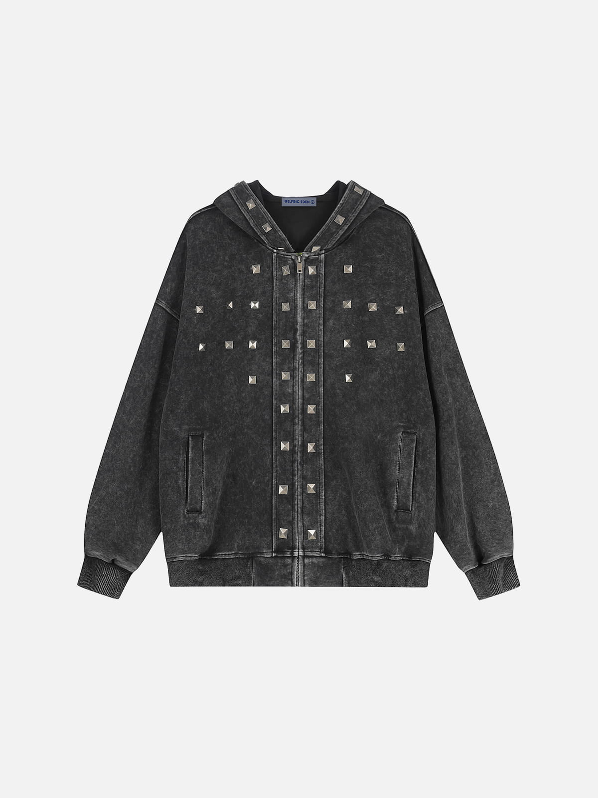 Aelfric Eden Washed Studded Zip Up Hoodie