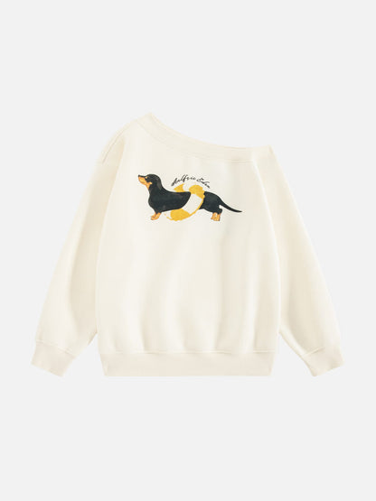 Aelfric Eden Dachshund Off-The-Shoulder Sweatshirt