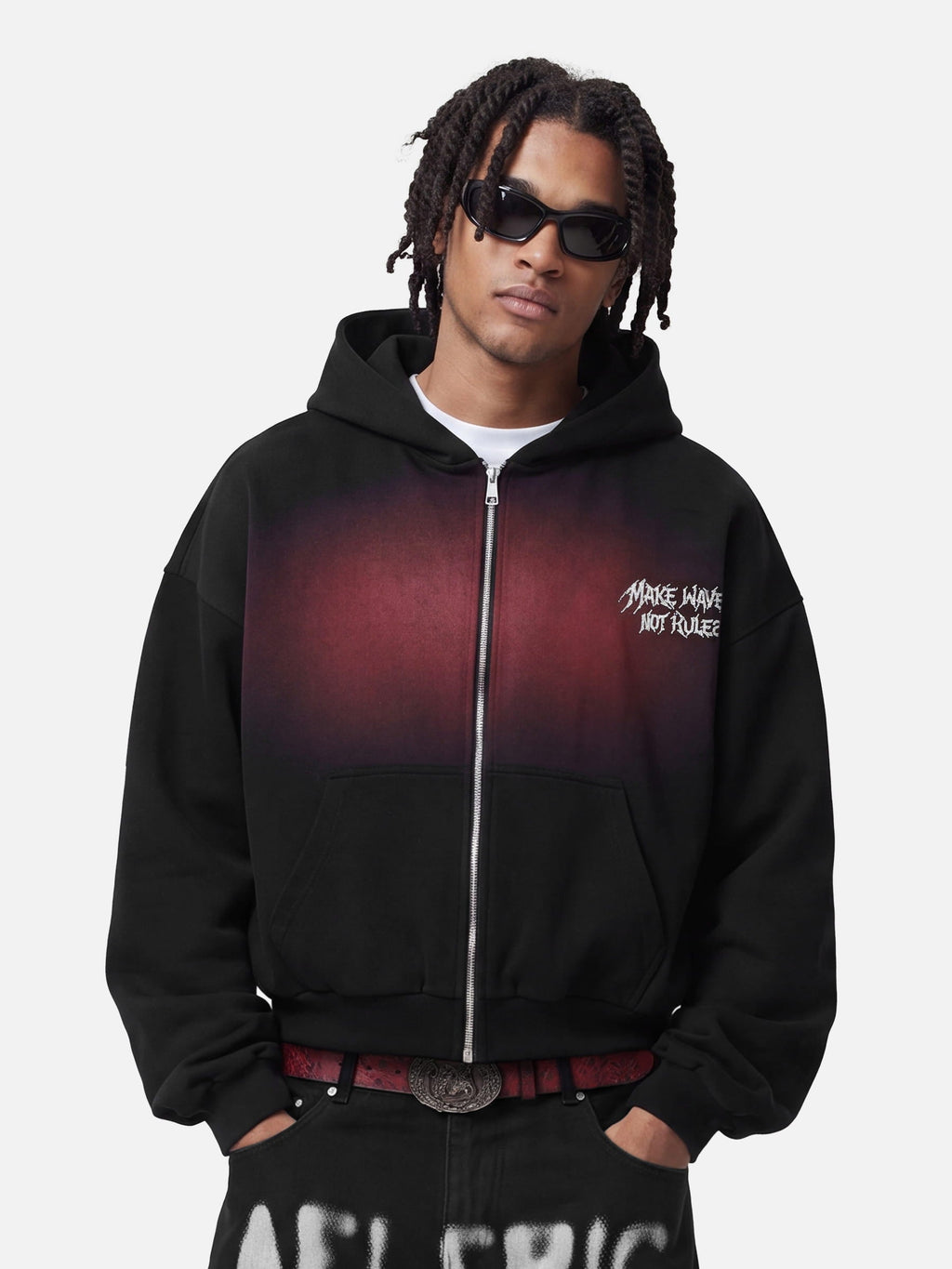 Aelfric Eden Boxy Rhinestone Zip Up Hoodie