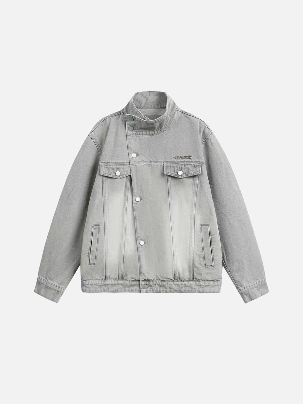 Aelfric Eden Washed Stand Collar Denim Jacket