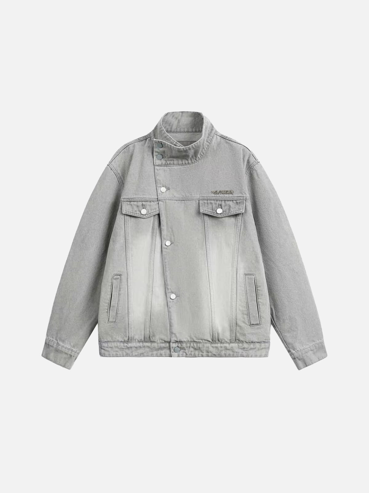 Aelfric Eden Washed Stand Collar Denim Jacket