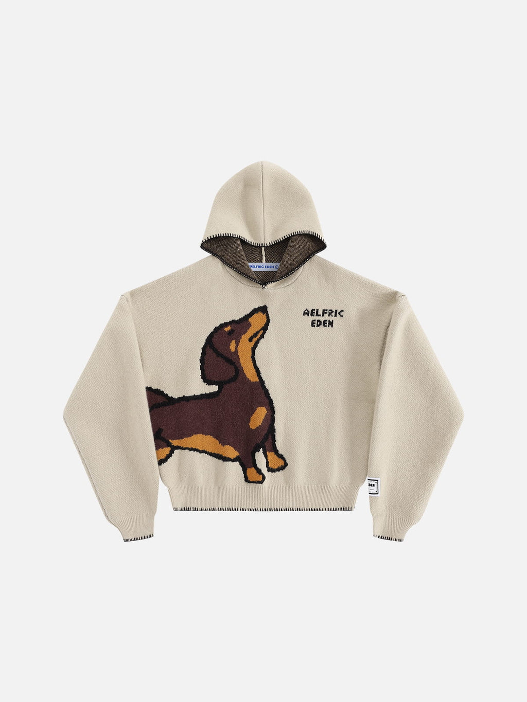Aelfric Eden Boxy Dachshund Knit Pullover Hoodie