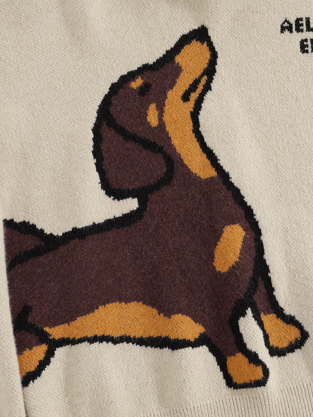 Aelfric Eden Boxy Dachshund Knit Pullover Hoodie