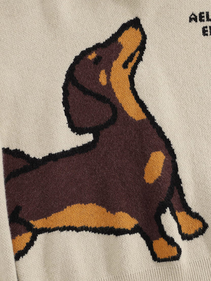 Aelfric Eden Boxy Dachshund Knit Pullover Hoodie