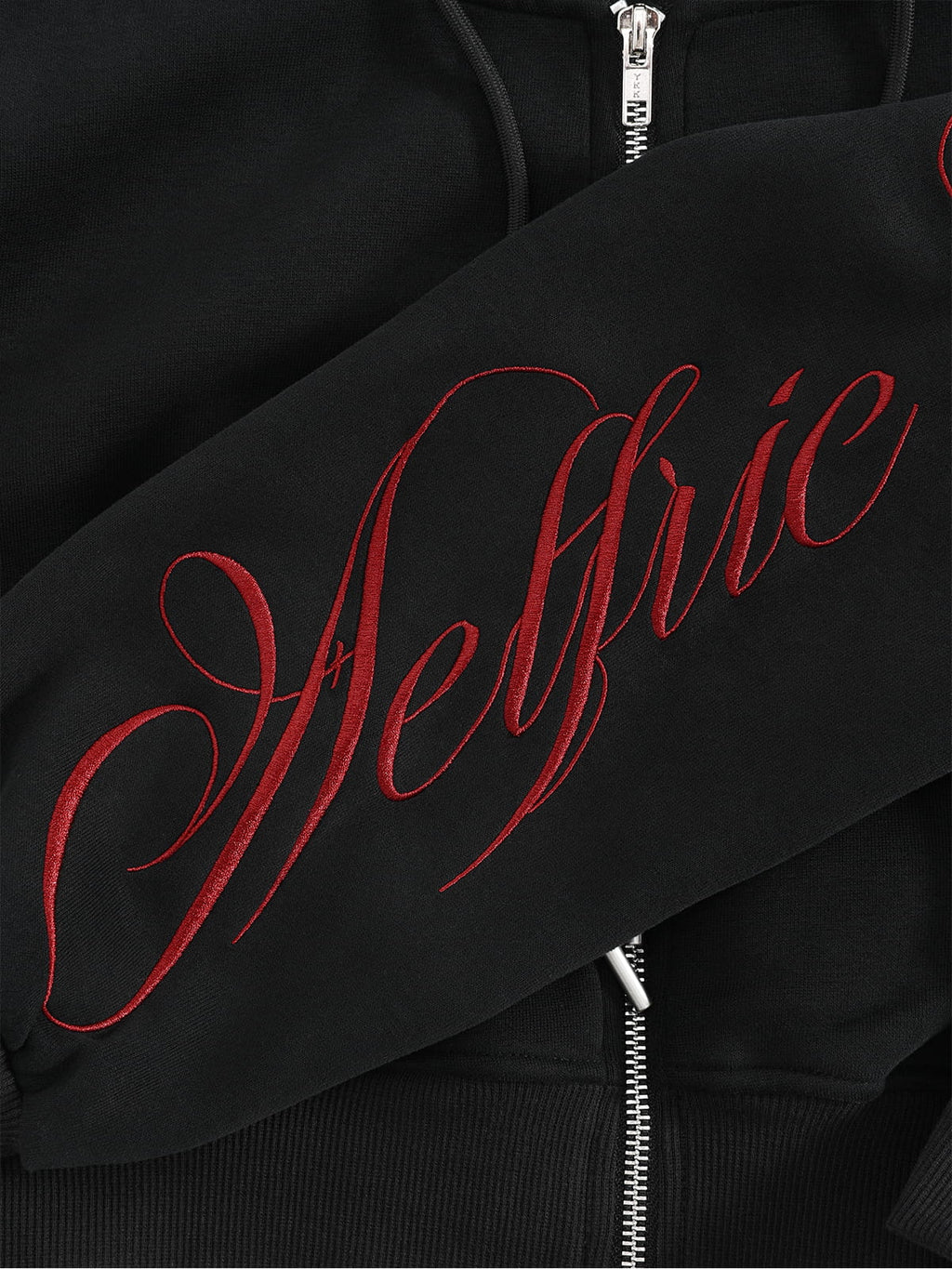 Aelfric Eden Cropped Script Embroidery Zip Up Hoodie