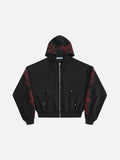 Aelfric Eden Boxy Script Embroidery Zip Up Hoodie