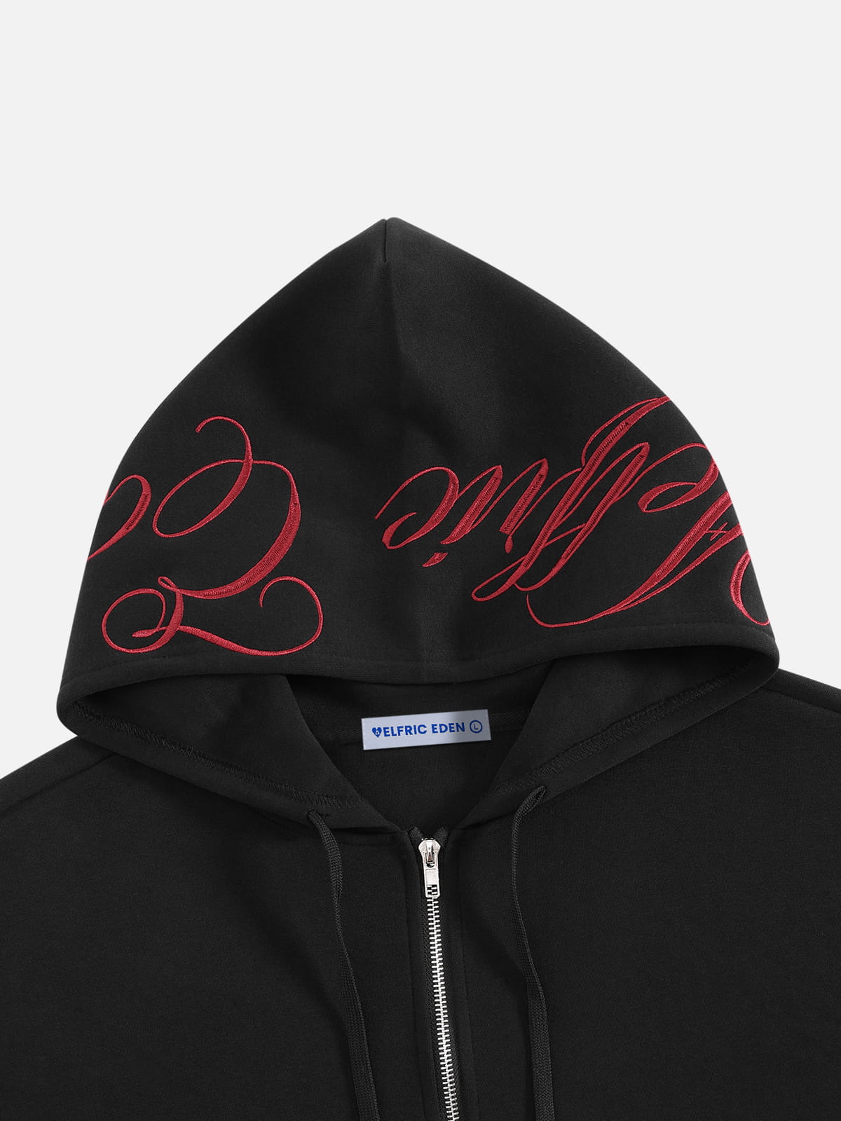 Aelfric Eden Boxy Script Embroidery Zip Up Hoodie