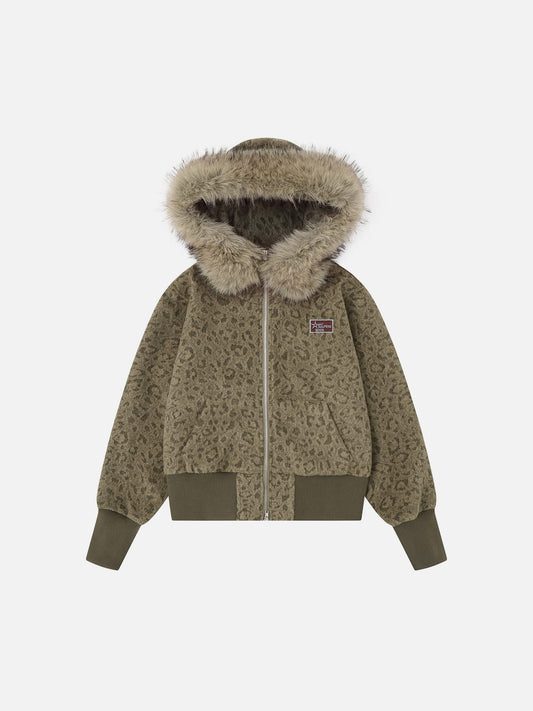 [Pre-Order] Aelfric Eden Leopard Faux Fur Zip Up Hoodie