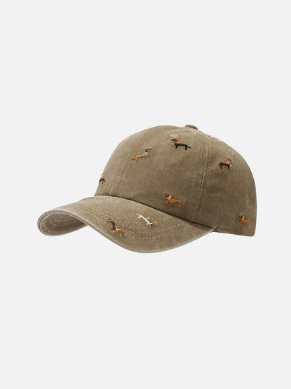 Embroidery Dachshund Washed Cap