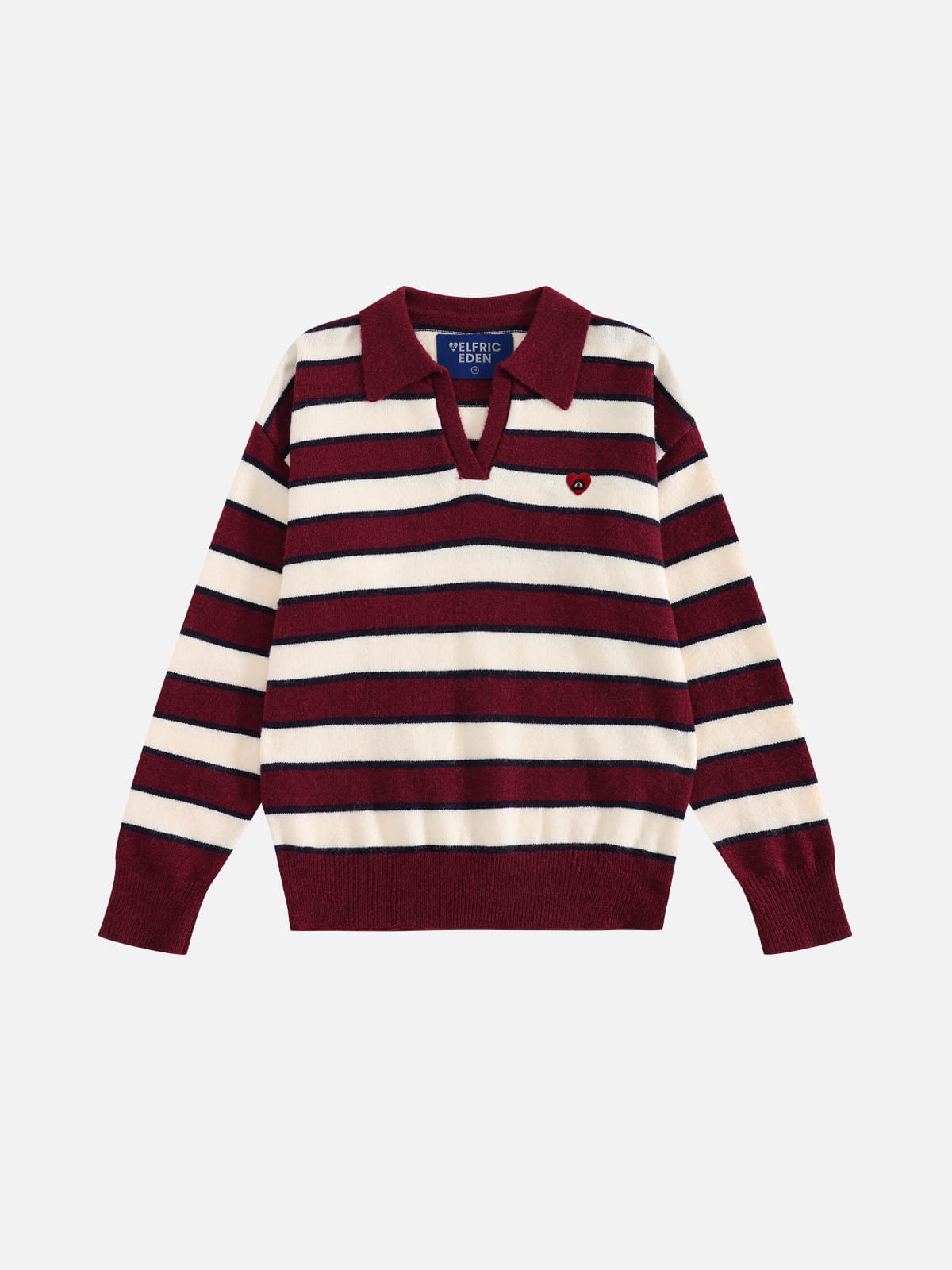 Aelfric Eden Polo Collar Striped Sweater