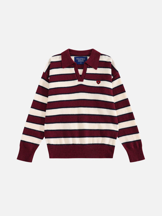 Aelfric Eden Polo Collar Striped Sweater