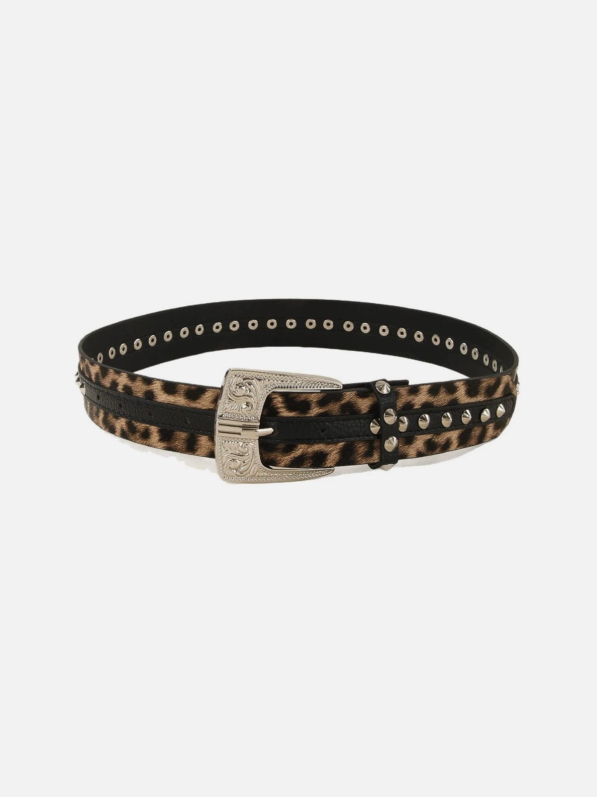 Leopard Print Studded Belt