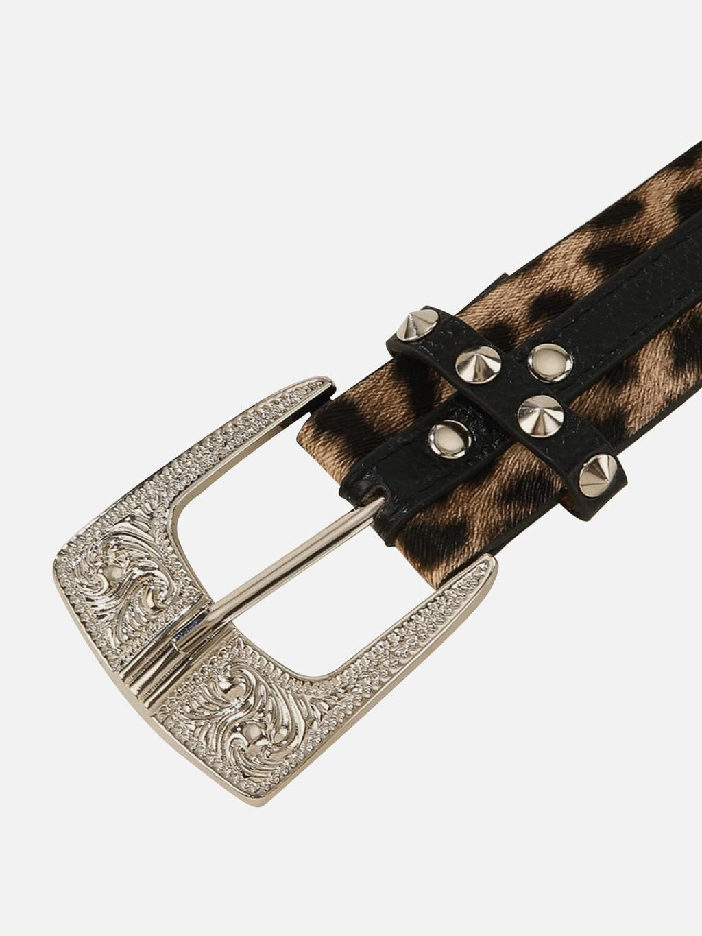 Leopard Print Studded Belt