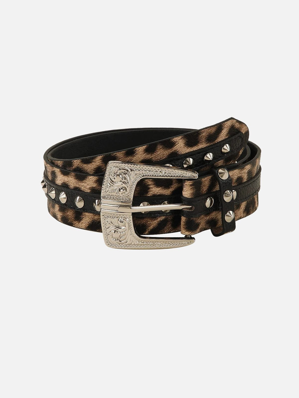 Leopard Print Studded Belt
