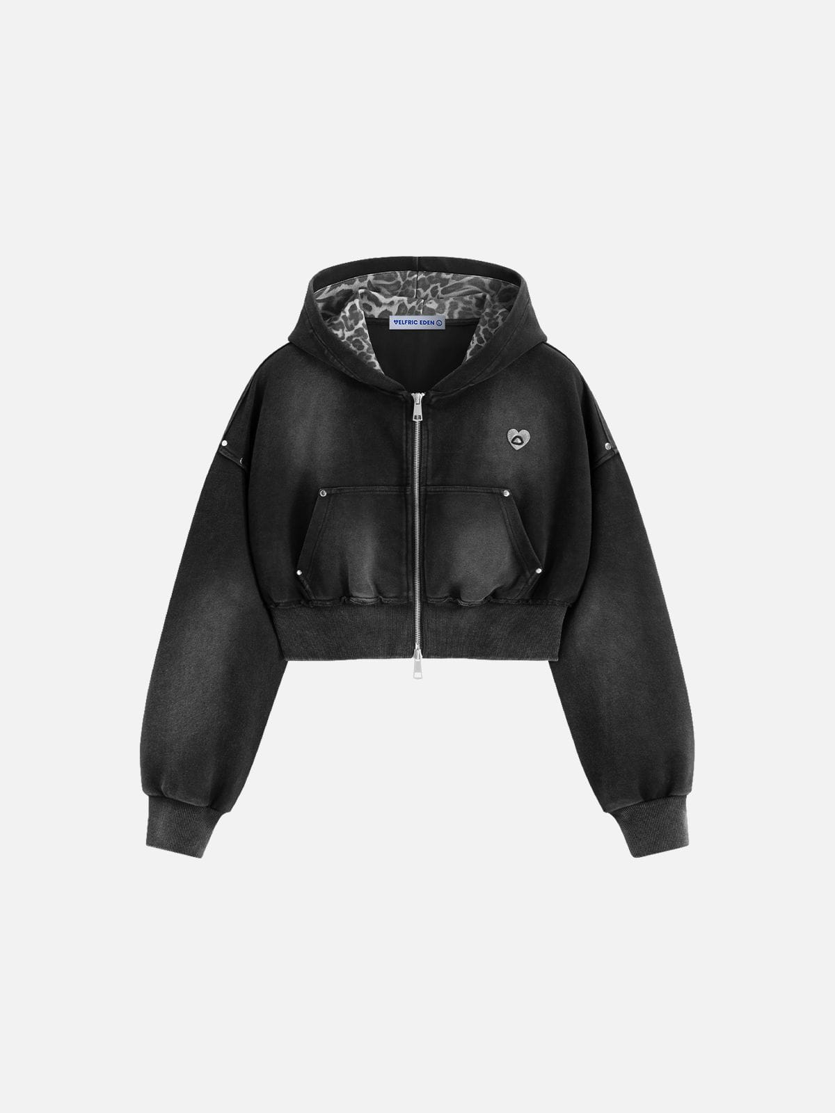 Aelfric Eden Cropped Spray Dyed Zip Up Hoodie