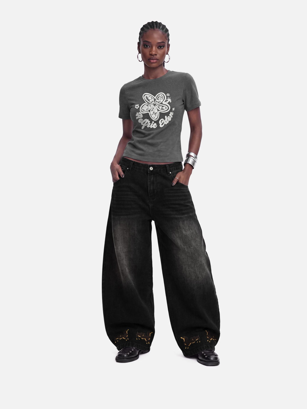 [Pre-Order] Aelfric Eden Dachshund Embroidery Baggy Barrel Jeans