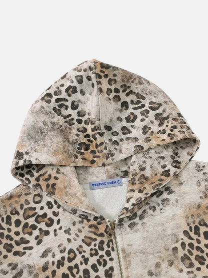 Aelfric Eden Washed Leopard Zip Up Hoodie