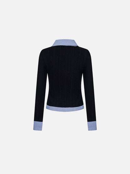 Aelfric Eden Layered Plaid Contrast Knit Top