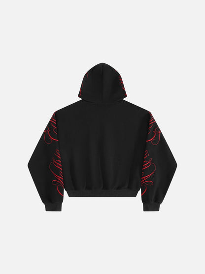 Aelfric Eden Boxy Script Embroidery Pullover Hoodie