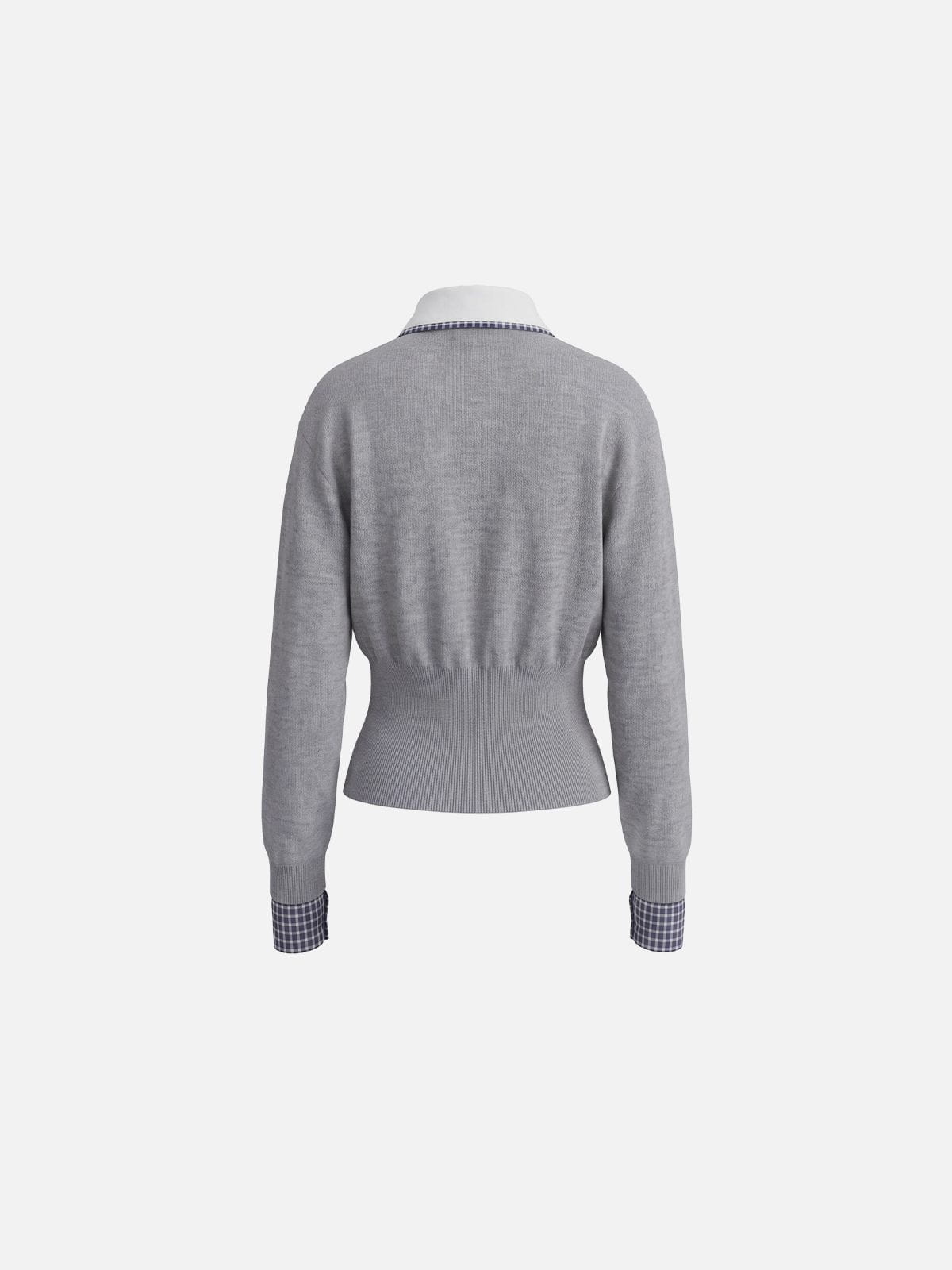 Aelfric Eden Collared Gingham Trim Cardigan