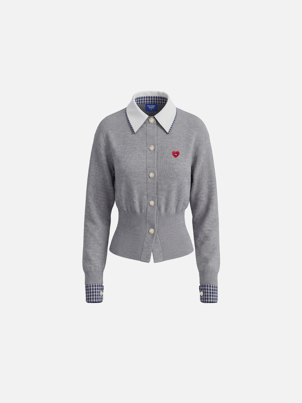 Aelfric Eden Collared Gingham Trim Cardigan