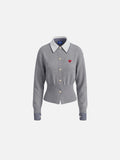 Aelfric Eden Collared Gingham Trim Cardigan