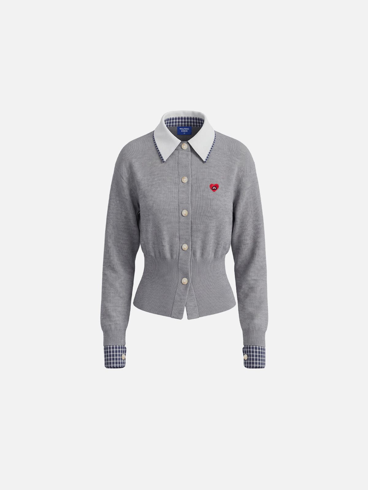 Aelfric Eden Collared Gingham Trim Cardigan
